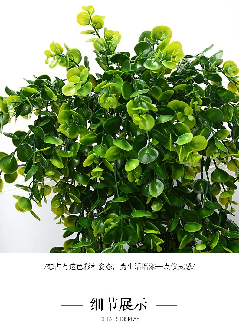 HKM-874835 Hanging Artificial Green Flowers for Indoor/Outdoor Wall Decor and Shelf Display