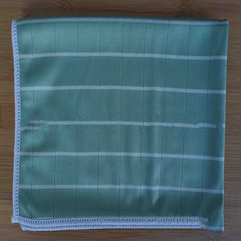HKM-874899 Superfine Fiber Glass Cleaning Cloth - Absorbent, Check Pattern, Green, 50x40cm & 20x25cm
