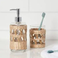 HKM-874899 Water Hyacinth 6-Piece Bathroom Accessory Set for Natural Home Decor