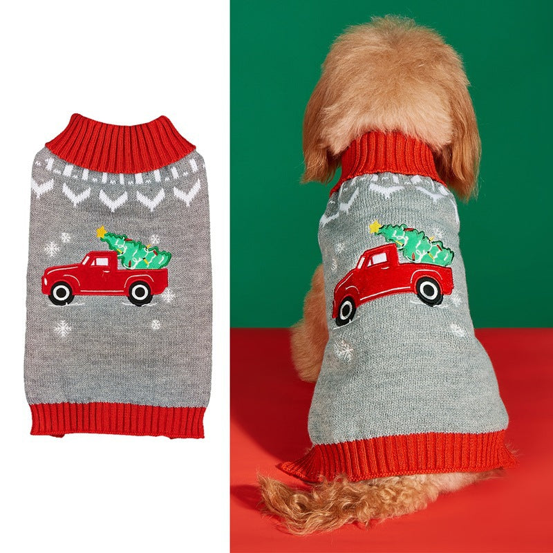 HKM-8749885 Festive Pet Apparel with Santa Claus, Christmas Tree, and Snowflake Designs - Sizes XS to L