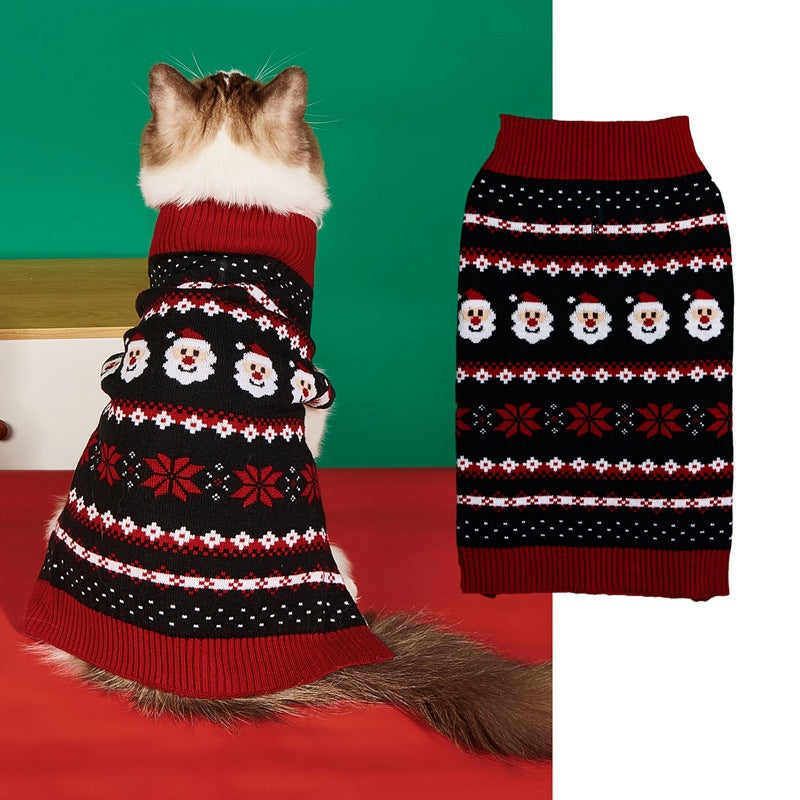 HKM-8749885 Festive Pet Apparel with Santa Claus, Christmas Tree, and Snowflake Designs - Sizes XS to L