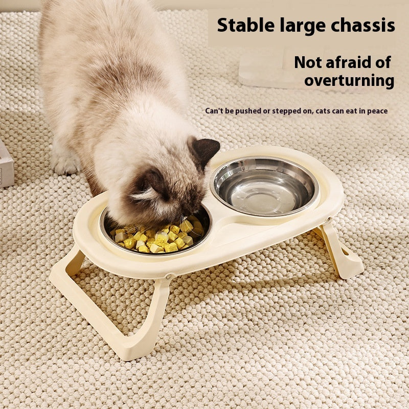 HKM-8750269 Foldable Double Bowl Set for Pets in Various Colors - Stainless Steel & Plastic Options