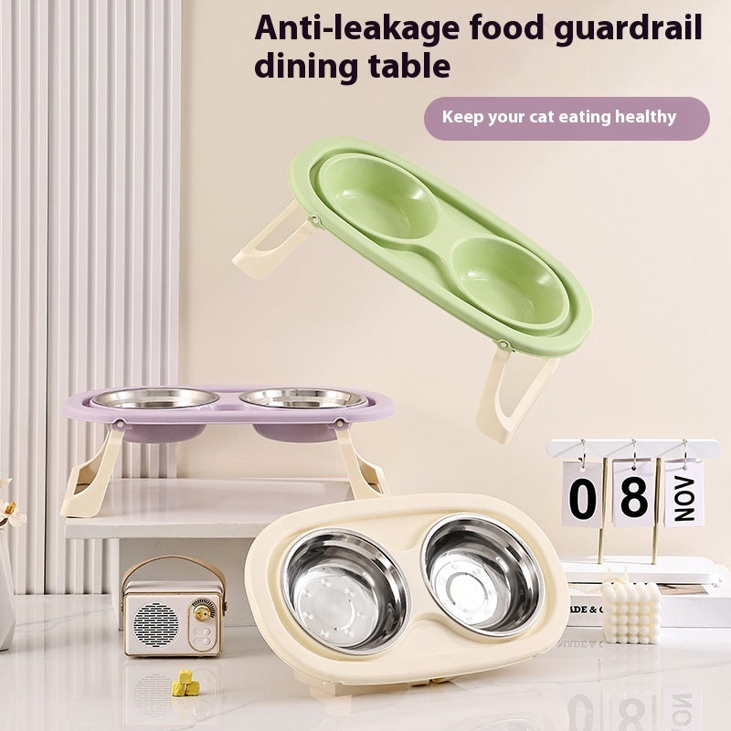 HKM-8750269 Foldable Double Bowl Set for Pets in Various Colors - Stainless Steel & Plastic Options