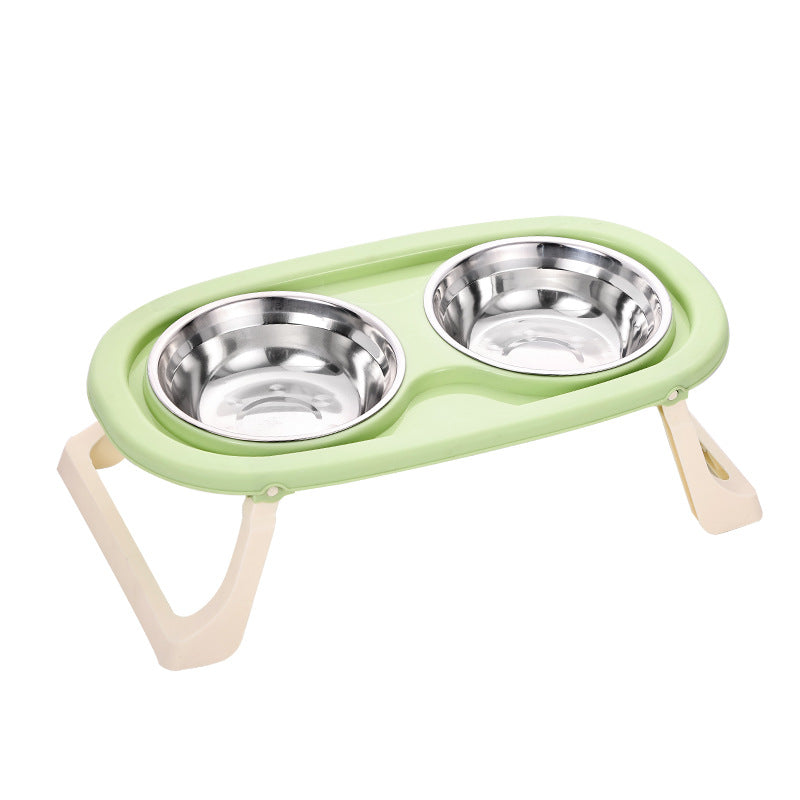 HKM-8750269 Foldable Double Bowl Set for Pets in Various Colors - Stainless Steel & Plastic Options