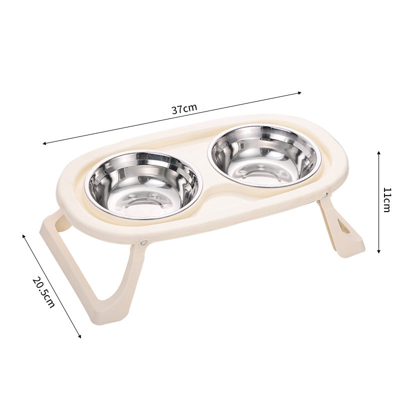 HKM-8750269 Foldable Double Bowl Set for Pets in Various Colors - Stainless Steel & Plastic Options