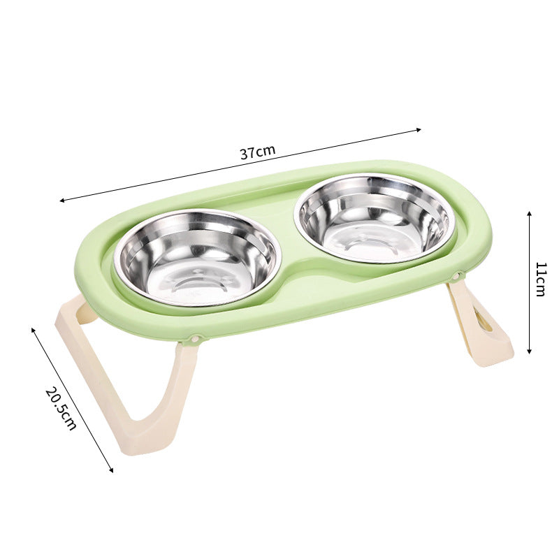 HKM-8750269 Foldable Double Bowl Set for Pets in Various Colors - Stainless Steel & Plastic Options
