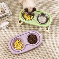 HKM-8750269 Foldable Double Bowl Set for Pets in Various Colors - Stainless Steel & Plastic Options