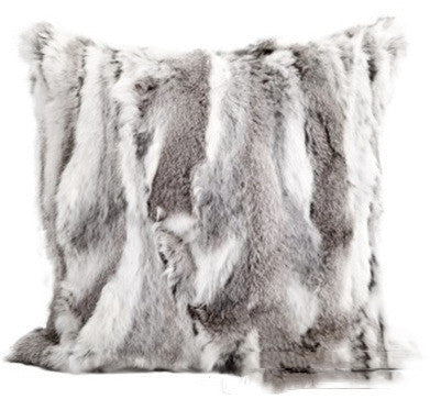 HKM-875027 Modern Striped Sofa Pillow Case in Grass Yellow and Blue, Rabbit Hair, 45x45 cm