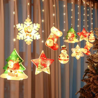 HKM-875091 Warm White & Colorful Painted Christmas Curtain Lights with Durable Rubber-Covered Wire and Various Power Supply Options