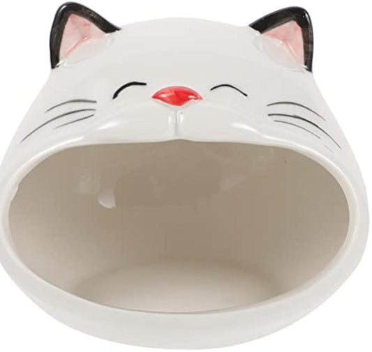 HKM-875155 Ceramic Cat-Shaped Hamster House - Comfortable Nest for Small Pets, Ideal for Play, Rest, and Sleep