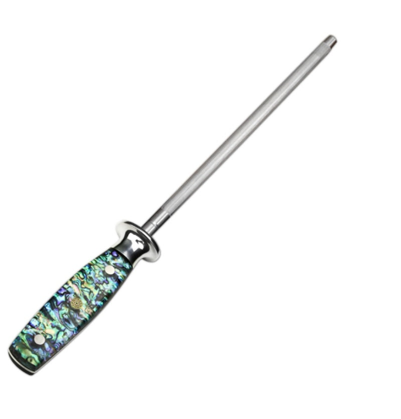 HKM-875155 High Carbon Steel Knife Sharpener with Abalone Shell Handle