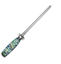 HKM-875155 High Carbon Steel Knife Sharpener with Abalone Shell Handle