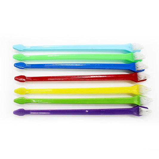HKM-8751933 Nylon Bristle Dog Toothbrush with Plastic Handle and Paw Print Design