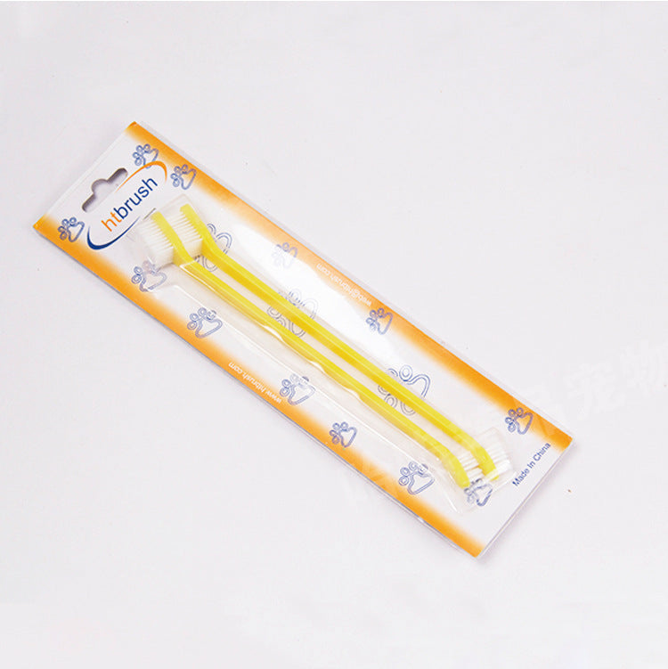HKM-8751933 Nylon Bristle Dog Toothbrush with Plastic Handle and Paw Print Design