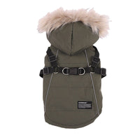 HKM-8752445 Fur Tie Hat Casual Dog Vest in Cool Black, Army Green, Red, and Beige, Sizes S-XXL