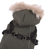 HKM-8752445 Fur Tie Hat Casual Dog Vest in Cool Black, Army Green, Red, and Beige, Sizes S-XXL