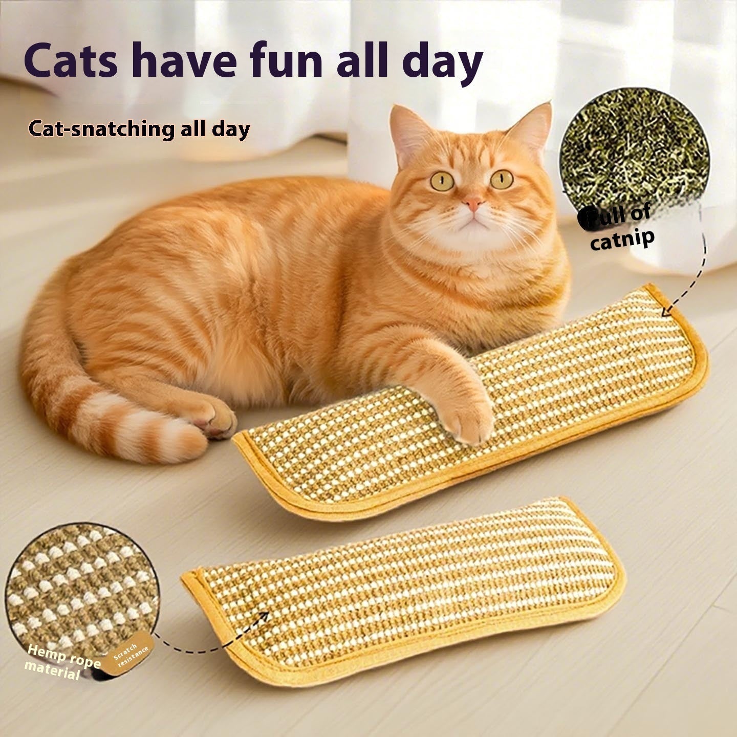 HKM-8752701 Catnip-Infused Sisal Scratching Pillow Toy for Cats - Available in Small and Large Sizes
