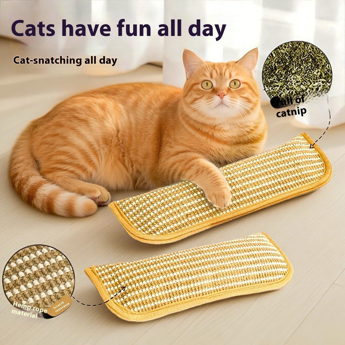 HKM-8752701 Catnip-Infused Sisal Scratching Pillow Toy for Cats - Available in Small and Large Sizes