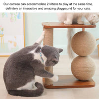 HKM-8753341 Wooden Vertical Scratching Post with Sisal Rope for Cats - Solid Wood Design, 17CM Ball, 3kg Weight