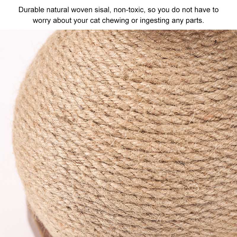 HKM-8753341 Wooden Vertical Scratching Post with Sisal Rope for Cats - Solid Wood Design, 17CM Ball, 3kg Weight