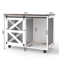 HKM-8753725 Dual-Access Mobile Dog Crate with Flip-Top Feeding Door and Caster System for Convenient Pet Care