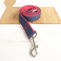HKM-8753853 Scalable Denim Blue Pet Dog Leash, Durable Polyester Traction Belt in Red Denim