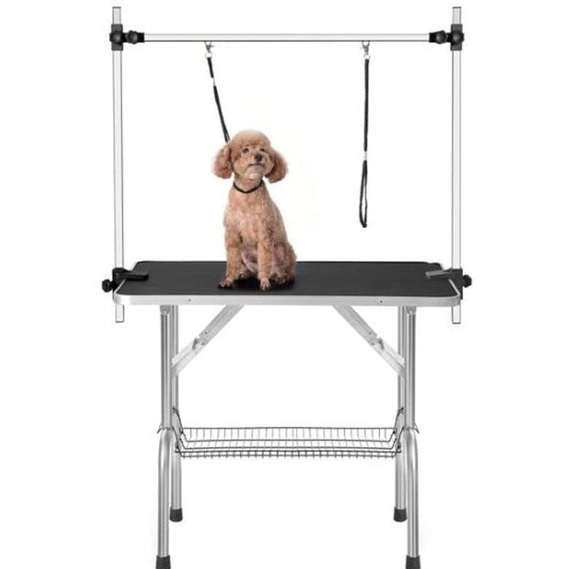 HKM-875539 36 Inch Folding Dog Grooming Table with Adjustable Arm and Non-Slip Rubber Surface