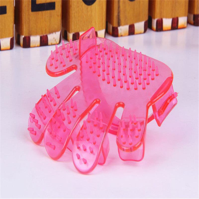 HKM-8755645 Five Finger Pet Bath Brush - Eco-Friendly PVC, Pink & Blue, 11 x 12cm