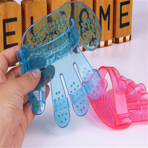 HKM-8755645 Five Finger Pet Bath Brush - Eco-Friendly PVC, Pink & Blue, 11 x 12cm