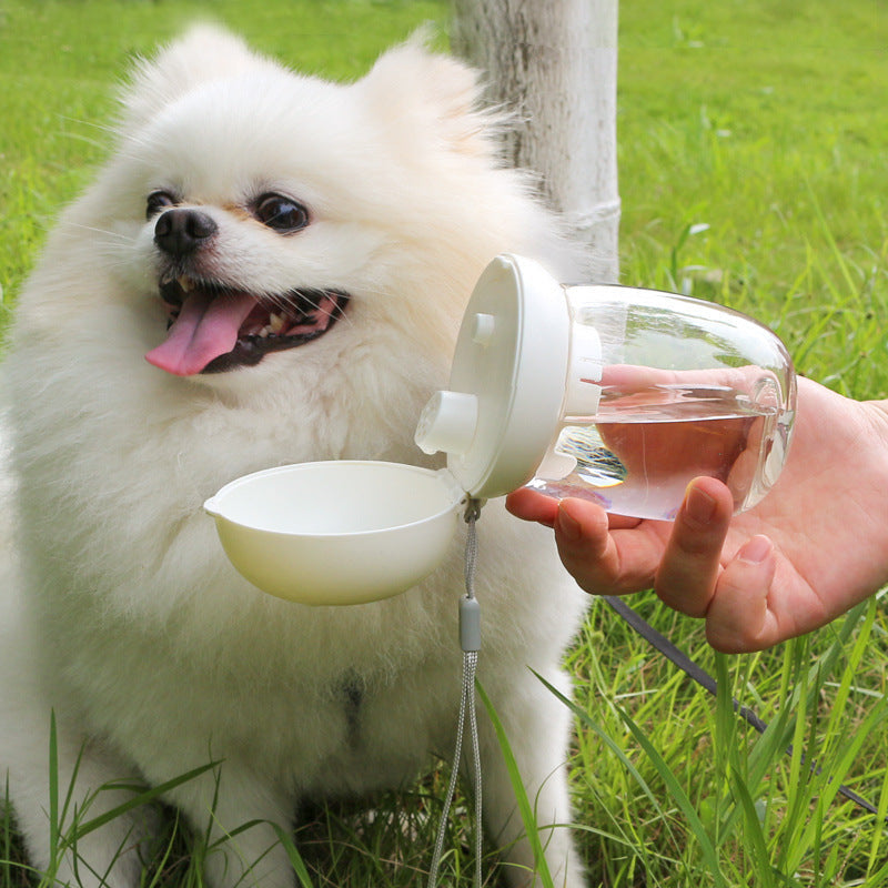 HKM-8755901 Foldable and Portable Outdoor Drinking Cup for Pets - 300ml Plastic in Pink, White, and Light Green