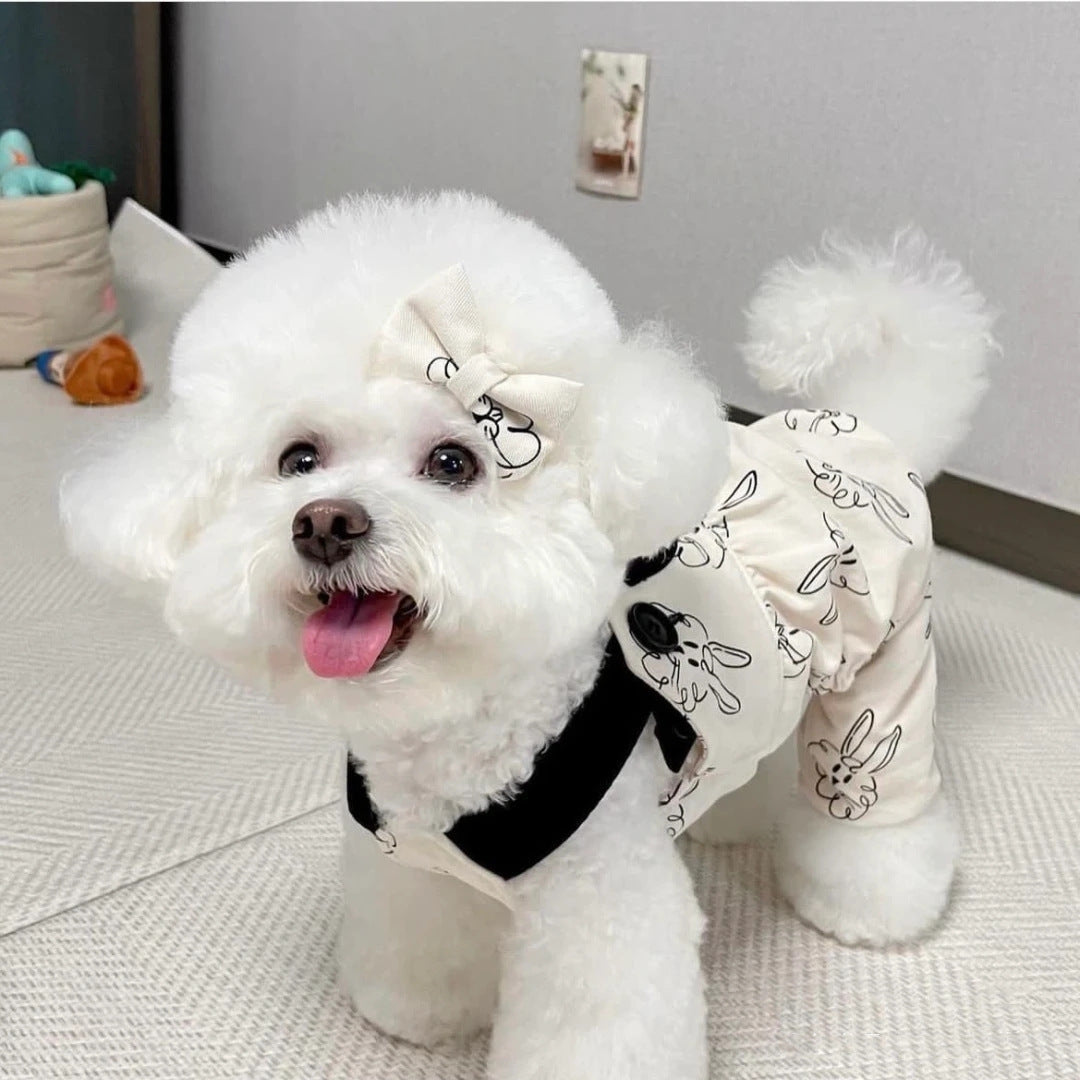 HKM-8756413 Pet Dog Cotton Overalls with DZ Rabbit Suspenders in Various Sizes