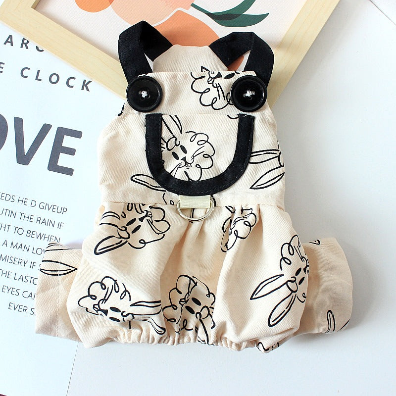 HKM-8756413 Pet Dog Cotton Overalls with DZ Rabbit Suspenders in Various Sizes