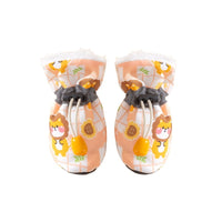 HKM-8756669 Soft Soled Warm Velvet Dog Shoes in Sunflower Lion Plaid Design - 4 Pack