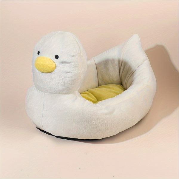 HKM-875667 Duck Shape Fluffy Pet Sofa Bed for Small Dogs and Cats - Soft Polyester, Unique Design, Comfortable for All Seasons