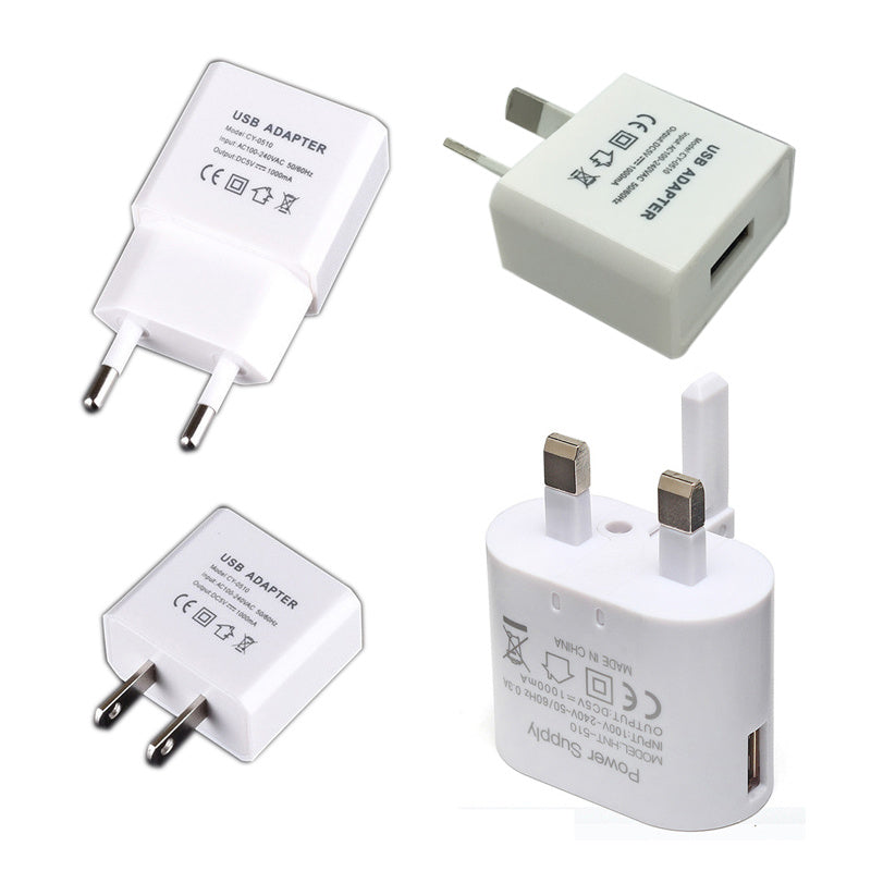 HKM-875667 Universal 5V 1A Mobile Phone USB Power Adapter - Compatible with EU, USA, Australia, UK