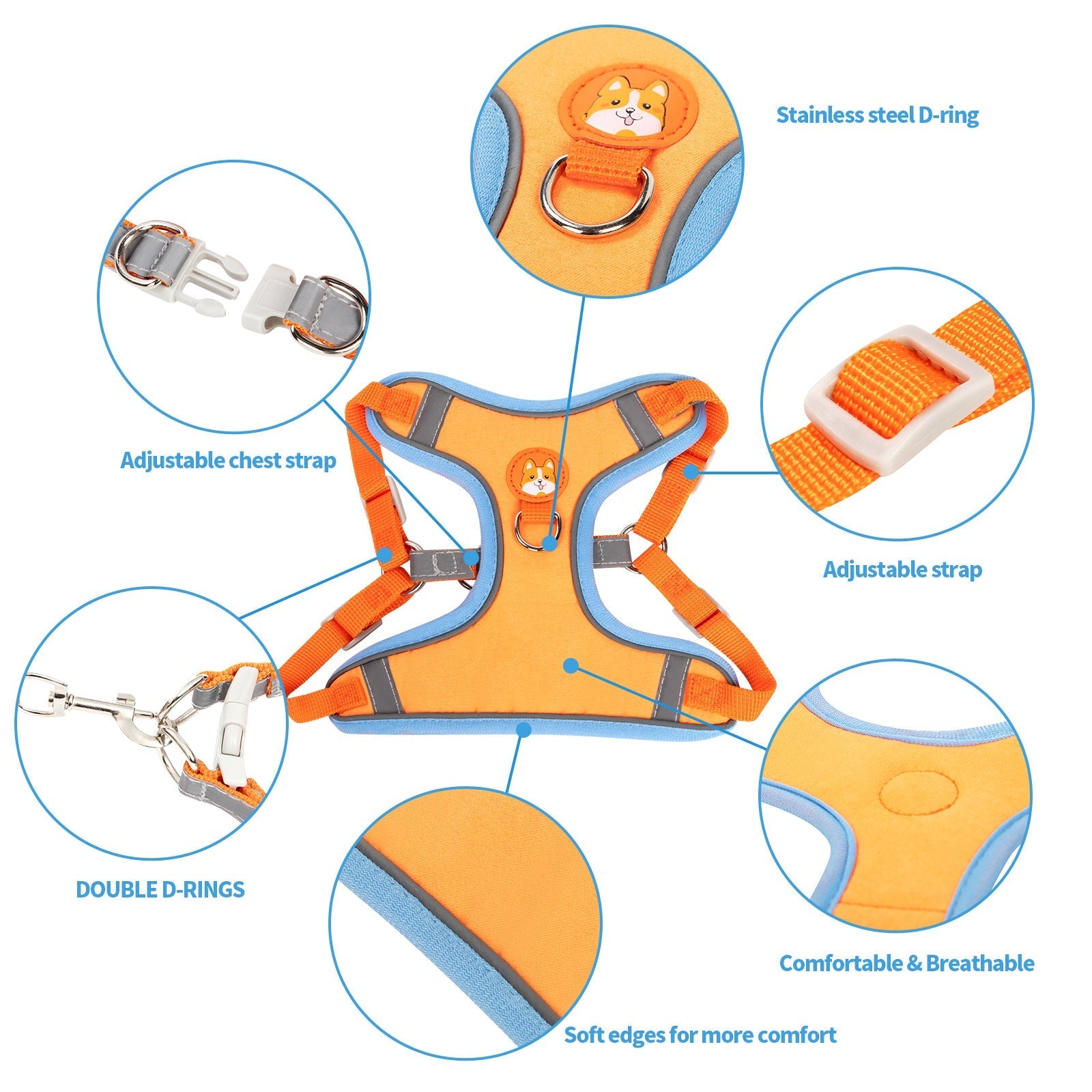 HKM-8759101 Adjustable Anti-Breaking Dog Harness with Haulage Rope - Available in Multiple Colors