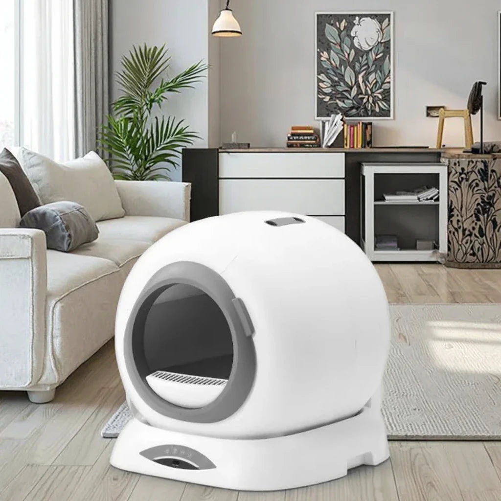 HKM-875923 Smart Automatic Cat Litter Box with App Control and 65L Capacity for Easy Cleaning