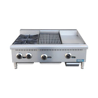 HKM-875987 24" Commercial Gas Griddle with Charbroiler for Professional Cooking