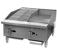 HKM-875987 24" Commercial Gas Griddle with Charbroiler for Professional Cooking