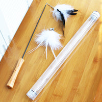HKM-8760637 Super Flexible Cat Toy Stick with Telescopic Rod and Replaceable Heads