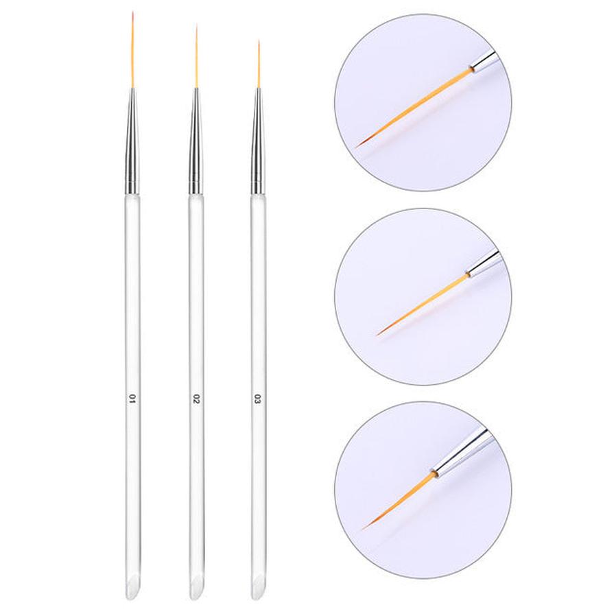 HKM-876115 Gel Nail Polish with Nail Brushes - 3 Piece Set for Artistic Nail Designs