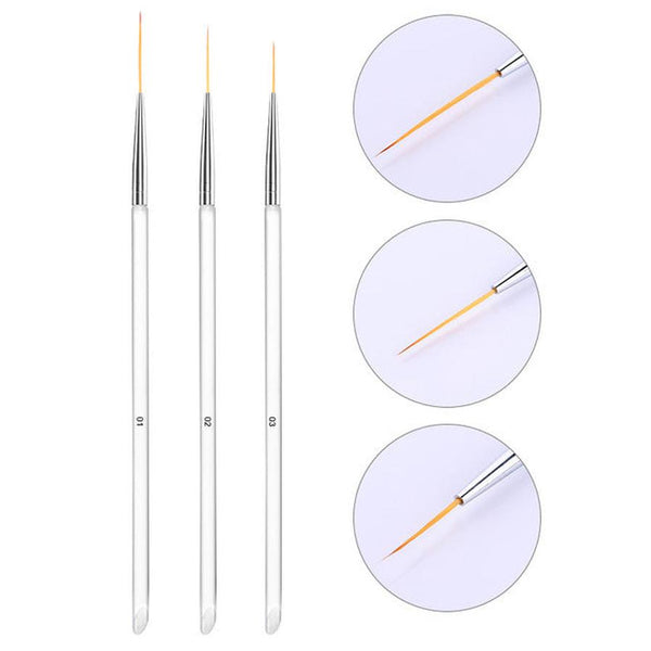 HKM-876115 Gel Nail Polish with Nail Brushes - 3 Piece Set for Artistic Nail Designs
