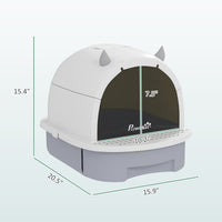 HKM-8761277 Enclosed Cat Litter Box with Lid, Scoop, and Deodorizing Bags for Odor Control, Gray