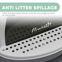 HKM-8761277 Enclosed Cat Litter Box with Lid, Scoop, and Deodorizing Bags for Odor Control, Gray