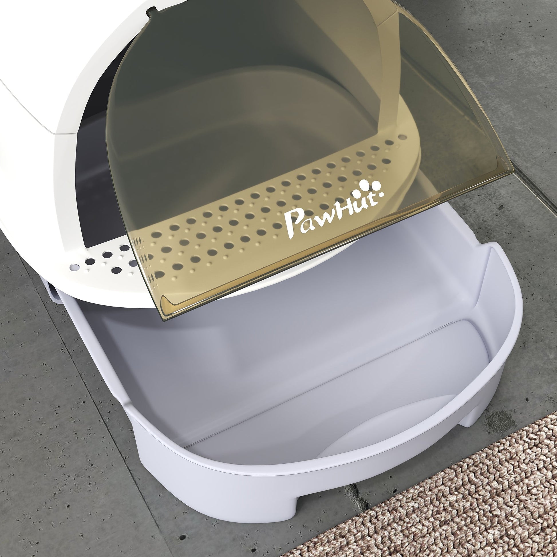 HKM-8761277 Enclosed Cat Litter Box with Lid, Scoop, and Deodorizing Bags for Odor Control, Gray