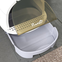 HKM-8761277 Enclosed Cat Litter Box with Lid, Scoop, and Deodorizing Bags for Odor Control, Gray