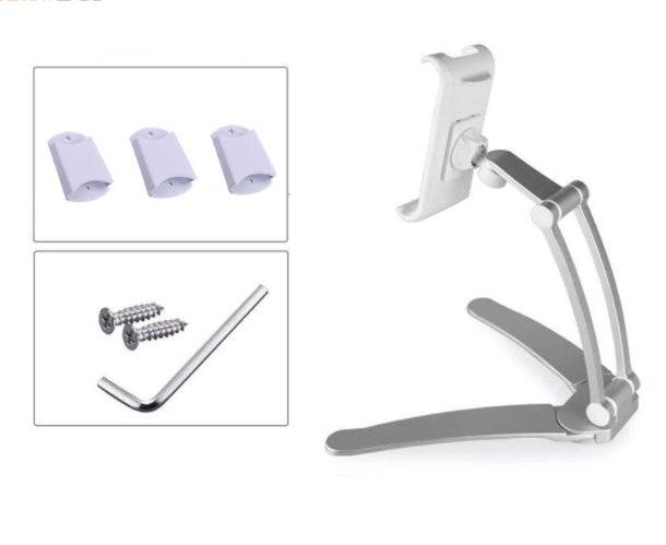 HKM-876179 Aluminum Alloy Adjustable Tablet Stand for 5-10.5 Inch Devices, 360-Degree Rotation, Sturdy Design