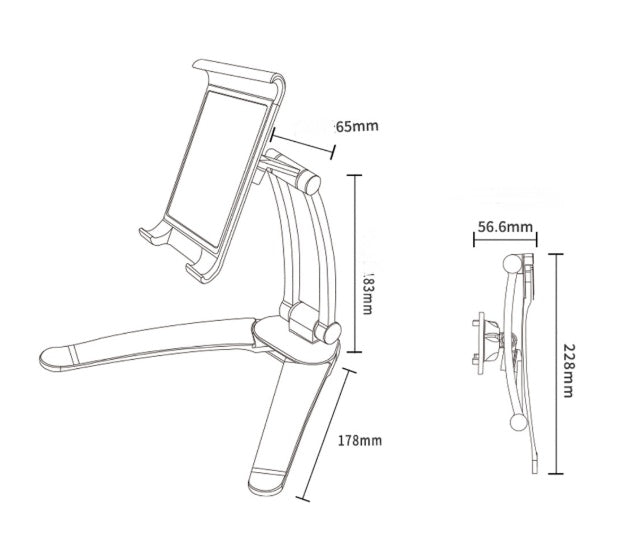 HKM-876179 Aluminum Alloy Adjustable Tablet Stand for 5-10.5 Inch Devices, 360-Degree Rotation, Sturdy Design
