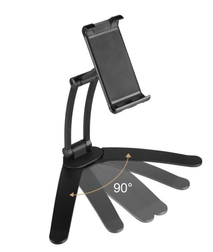 HKM-876179 Aluminum Alloy Adjustable Tablet Stand for 5-10.5 Inch Devices, 360-Degree Rotation, Sturdy Design