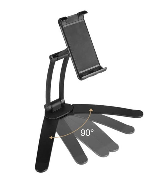 HKM-876179 Aluminum Alloy Adjustable Tablet Stand for 5-10.5 Inch Devices, 360-Degree Rotation, Sturdy Design